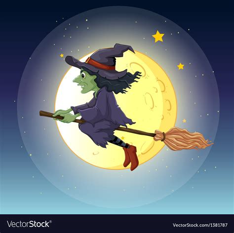 Designing a Festive Witch Riding Broomstick Template for Halloween